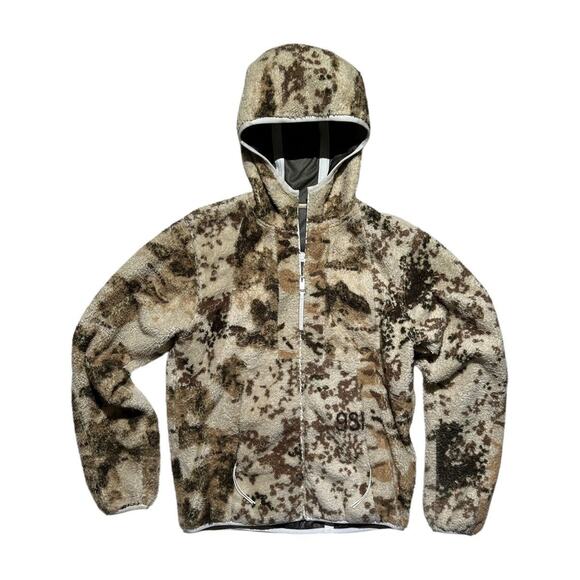 Polar fleece camo zip hoodie